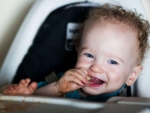 messy baby eating