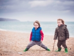 Playing on beach