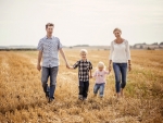 family walking towards camera