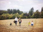 family walking towards camera